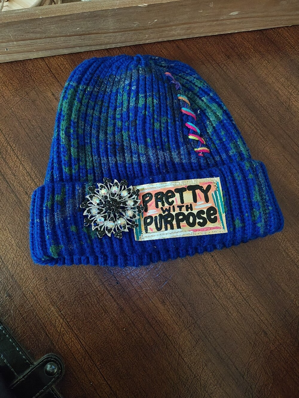 Pretty With Purpose Ribbed Beanie With Brooch